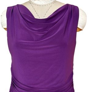 NWOT Chaps Ralph Lauren Cape Grace Dress Cowl Neck Fit and Flare in Rich Plum XL